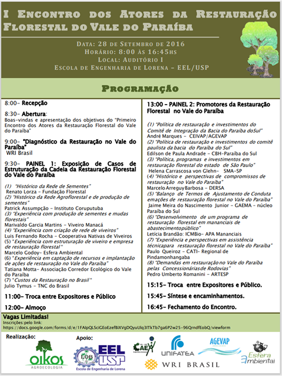 2016 – I Encontro dos Atores da Restauração do Vale do Paraíba